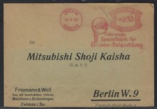 1929 Germany Meter Cover - Friemann & Wolf to Mitsubishi Shoji Kaisha in Berlin