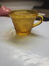 Indiana Amber Pressed Glass Tiara Daisy Sandwich Vintage Glass Cup