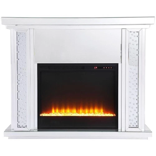 Elegant Decor Modern 47.5" Sparkling Mirrored Crystal Fireplace Mantle - Picture 4 of 11