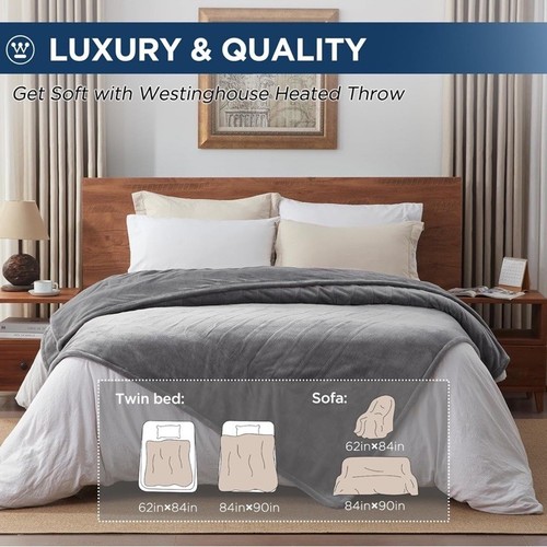 Westinghouse Electric Blanket Twin Size, Soft Plush Sherpa Heated Blanket 62"x84 - Picture 9 of 12