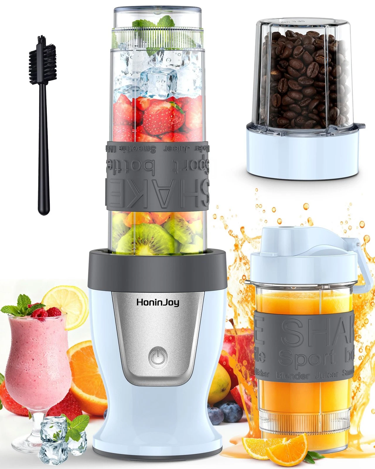 Smoothie Blender, 650W Personal Blenders for Shakes and Smoothies with Grinde...