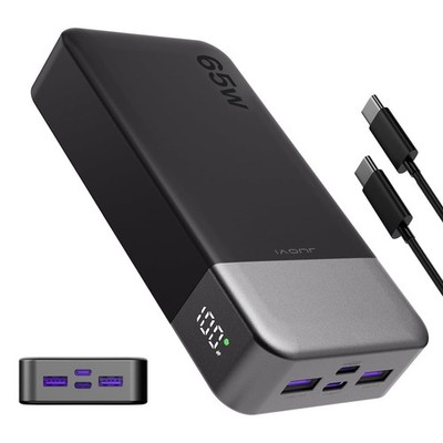 Power Bank 20000mAh 65W Charging Portable External Battery Backup For Cell Phone