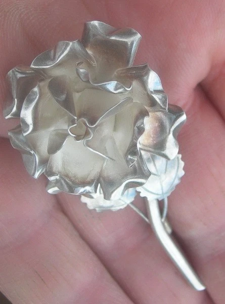 Broche Bijou ancien argent massif + vermeil Noeud silver brooch