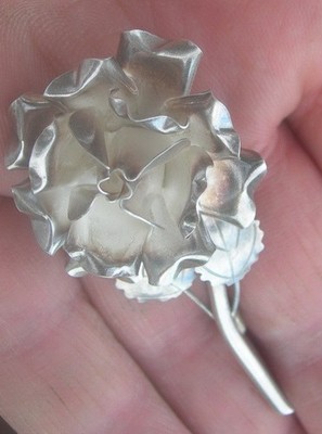 alte 925 Silber Brosche: EINE ROSE 925 Sterling Silver Brooch