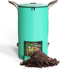 Compost Bin Outdoor - 32 Gallon Breathable Thickened Reusable Garden Yard Was...
