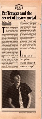 Pat Travers Secret Of Heavy Metal Article 1981 Music Newspaper Clipping ~12.5x7''