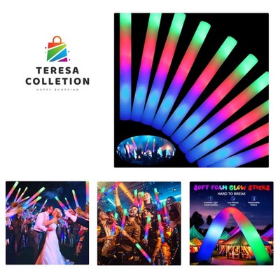 Bulk 100 Foam Glow Sticks - Perfect LED Decorations for Christmas & Halloween