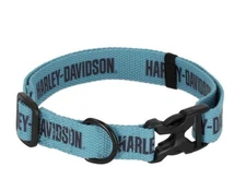 Harley Davidson H-D Text Dog Collar Blue Polyester Black/Blue MPC002/40