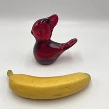 Viking Glass Red Cardinal Art Figurine Retro MCM 4.5 in