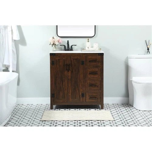 Elegant Decor Grant 32" Aluminum MDF Single Bathroom Vanity in Expresso - Picture 7 of 8