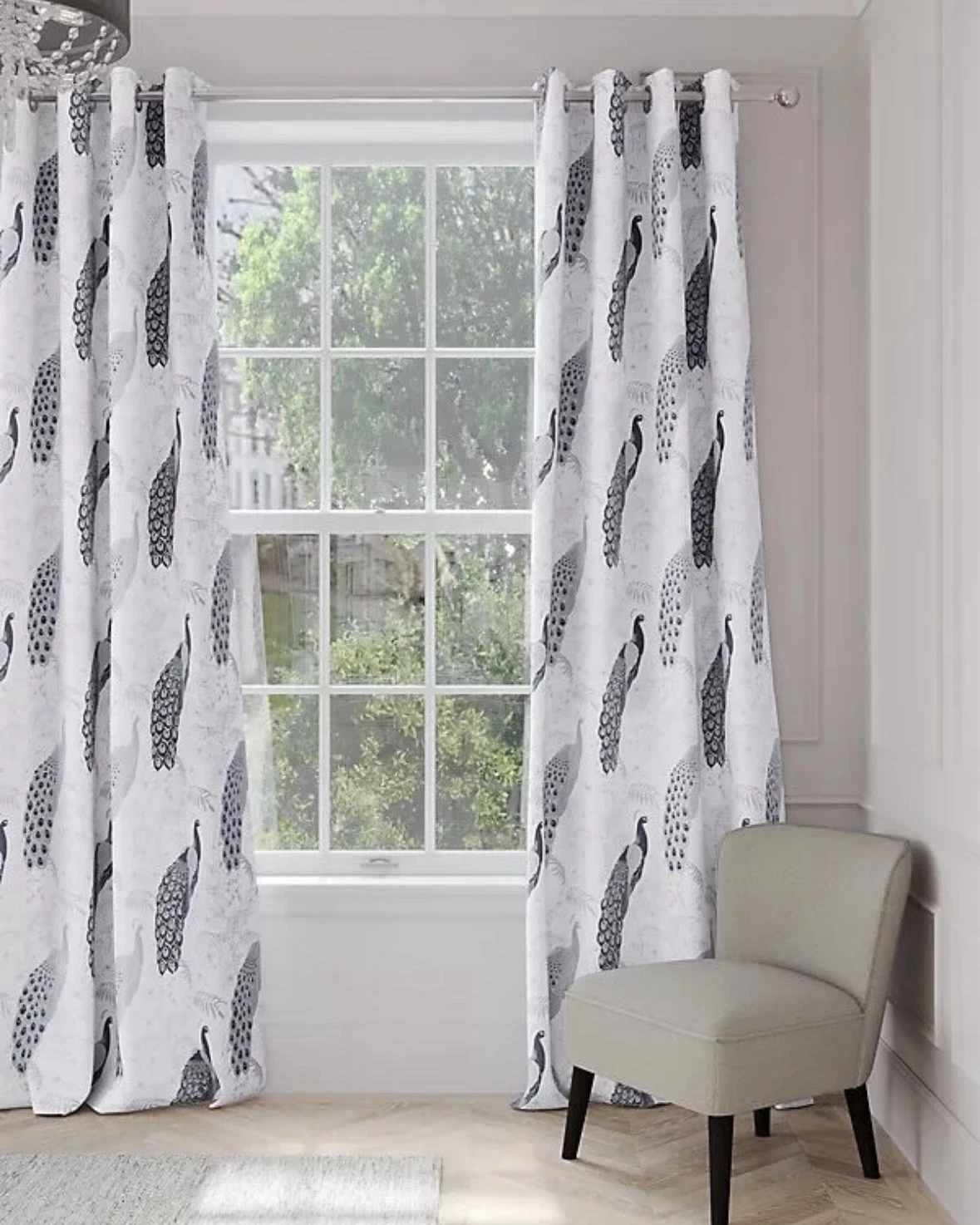 MARKS & SPENCER COTTON RICH PEACOCK EYELET BLACKOUT CURTAINS 72” W x 64” L