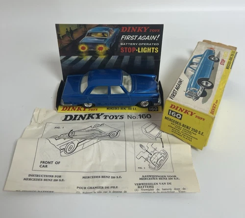 Vintage Dinky Toys 160 Mercedes-Benz 250 S.E Blue Insert Leaflet In Original Box