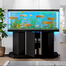 Heavy Duty 55-75 Gallon Fish Tank Stand with Power Outlet Storage, Black