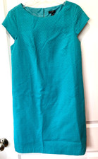 Talbots Sheath Dress Size 6 Petite Teal Turquoise Chevron Pattern