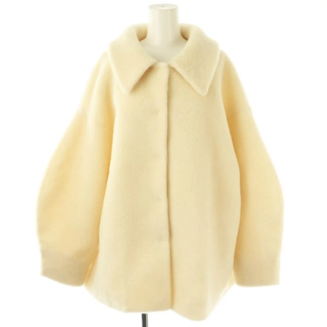 OFF WHITE Cappotto Auga OHGA Eco Mouton mezzo capospalla M bianco sporco df usato0667f9488313d9