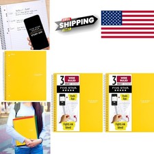 Spiral Notebook 3 Subject 150 Double Sided Sheets with Study App Harvest Yellow