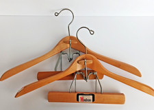 Lot of 2 Heavy Duty Wooden Suit Hangers 18" USA 1 Montrose  1 Chancellor