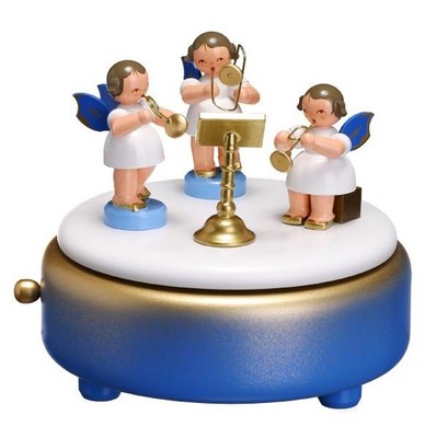 Music Box Angel with Wind Instruments Natural 13x12x13 cm NEW
