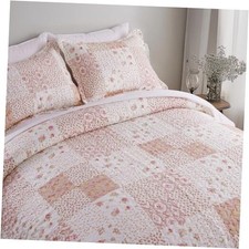 Country-Chic Printed Pre-Washed Quilt Bedding Set - Microfiber Fabric Quilted