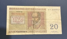 1956 BELGIUM 20 FRANCS BANKNOTE- Vintage Bank Note