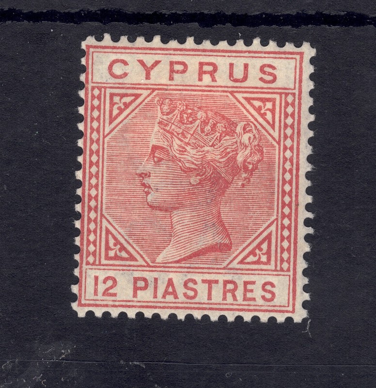 CYPRUS Scott # 25 MINT / VF / LH 12 Piastres Queen Victoria; SCV $225.00