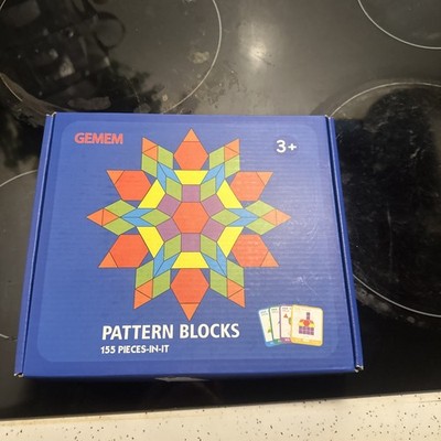 GEMEM Pattern Blocks 155 Pieces Educational Multicolor Shapes Toy Ages 3+