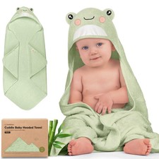 KeaBabies Hooded Baby Towel for Newborn - Viscose Derived Regular 35x35, Frog 