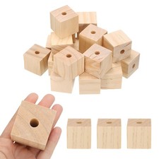20Pcs 1.6 Inch Wooden Cube with Holes Unfinished Wooden Blocks for Crafts