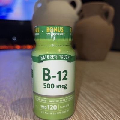 New Bottle Nature's Truth B-12 500 mcg Tablets (60 Per Bottle) Exp 08/2027