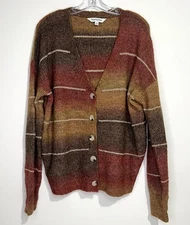 Davi & Dani Women’s Size L Wool Blend Button Down Striped Cardigan 