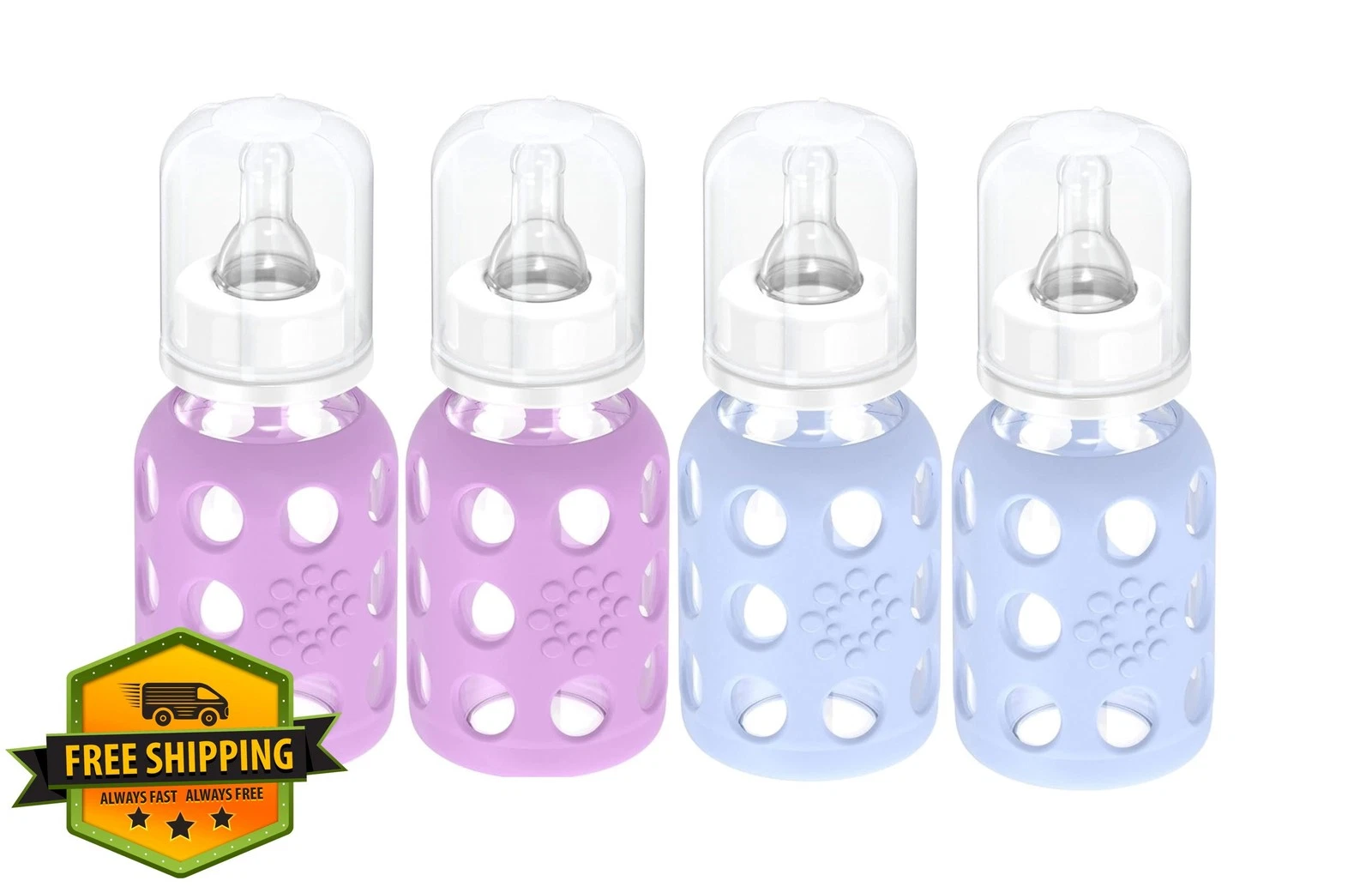 Lifefactory Glass Baby Bottle 4oz 4pk Lavender Blanket