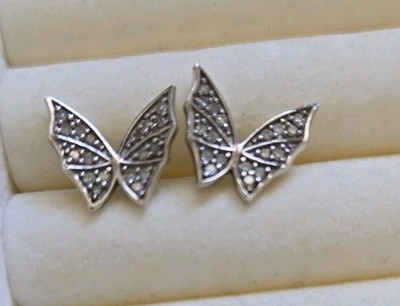STS Designer Sterling Silber Vintage Markasiten Schmetterling Ohrstecker 925