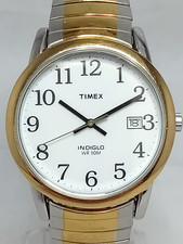 Mens Timex Indiglo Gold And Silver Tone Quartz Watch. New Battery Easy To Read