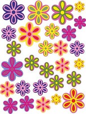 28 Laminated colour groovy flower stickers decals, car van vw etc hippy