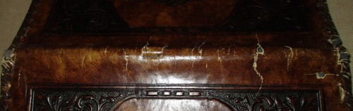 Vntage Stamped Embossed Italian Leather Book Jacket Cover - Needs TLC - Picture 5 of 7