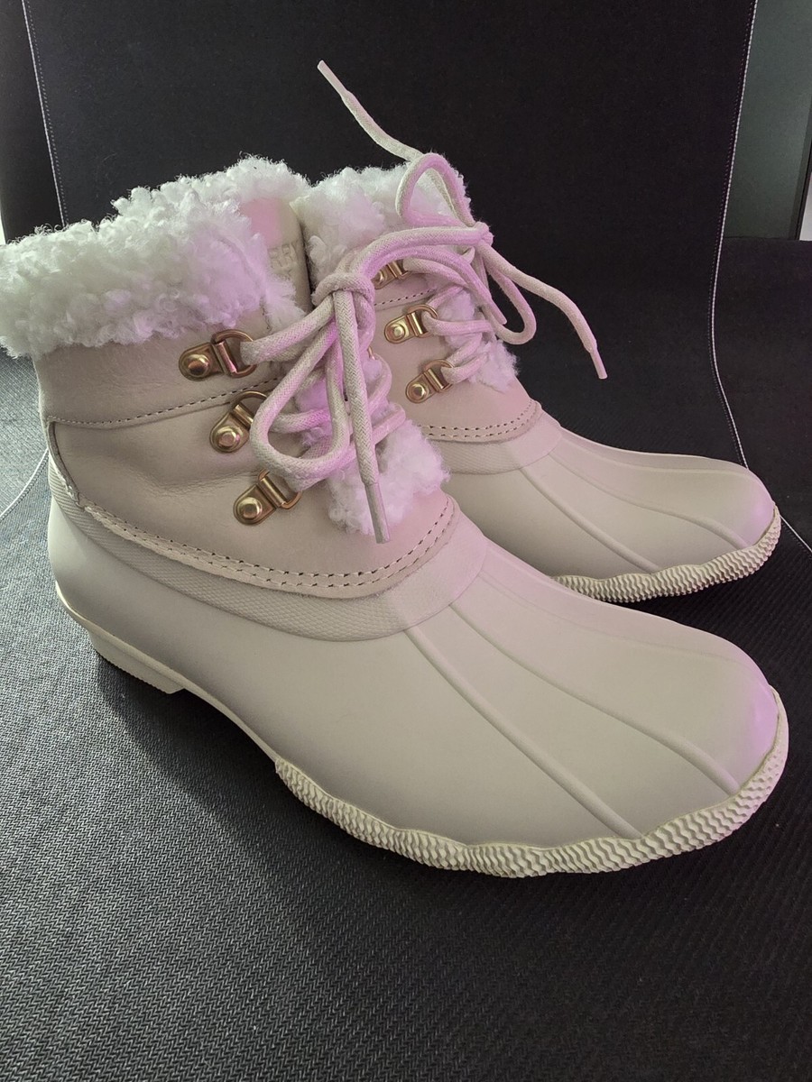 Sperry Saltwater Alpine White Boots Women's Size Snow Winter Leather