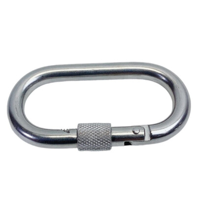 1/4'' Carabiner Clip Spring Snap Hook Oval Shape W/ Lock Nut Stainless Steel T316