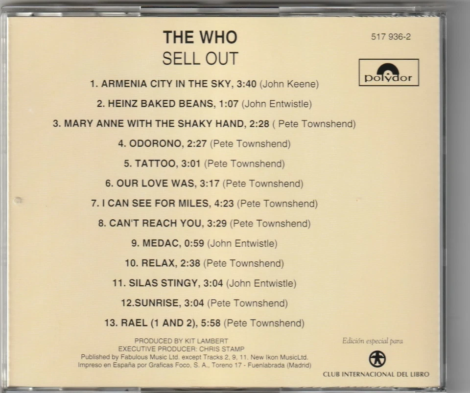 THE WHO Sell Out UNIQUE SPANISH CD SPAIN M- - Imagen 2 de 3