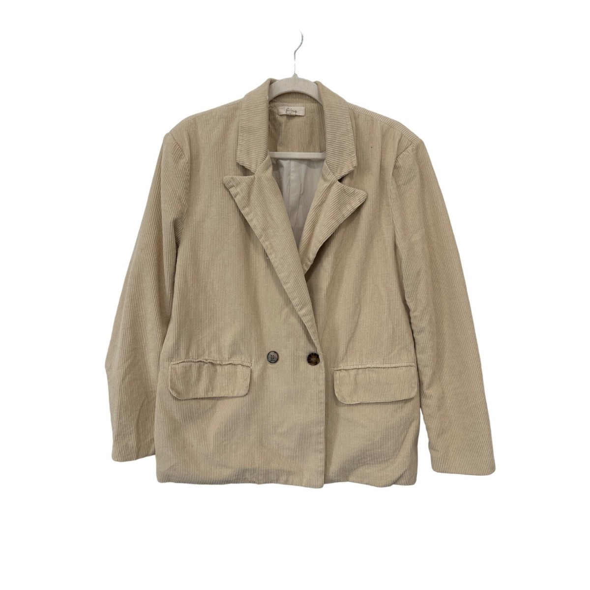 Elan Corduroy Blazer Jacket Women S Cotton Lined Tan Beige Neutral Career  Preppy