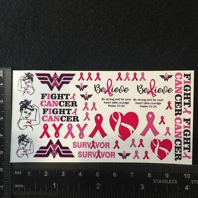 Clear 1:64 Waterslide Decal JDM VW Silverado Breast Cancer Awareness Pink Ribbon