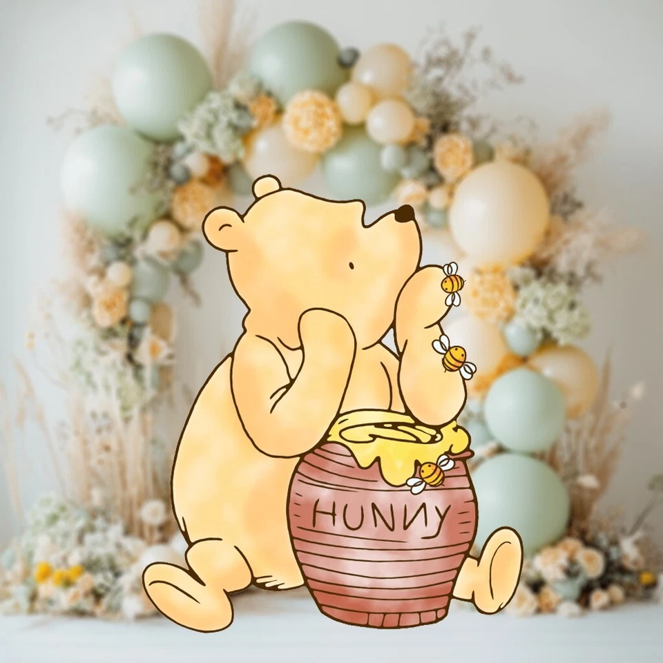 Decoración recortada clásica de Winnie the Pooh, cumpleaños bebé oso miel, baby shower Foto 3 de 4