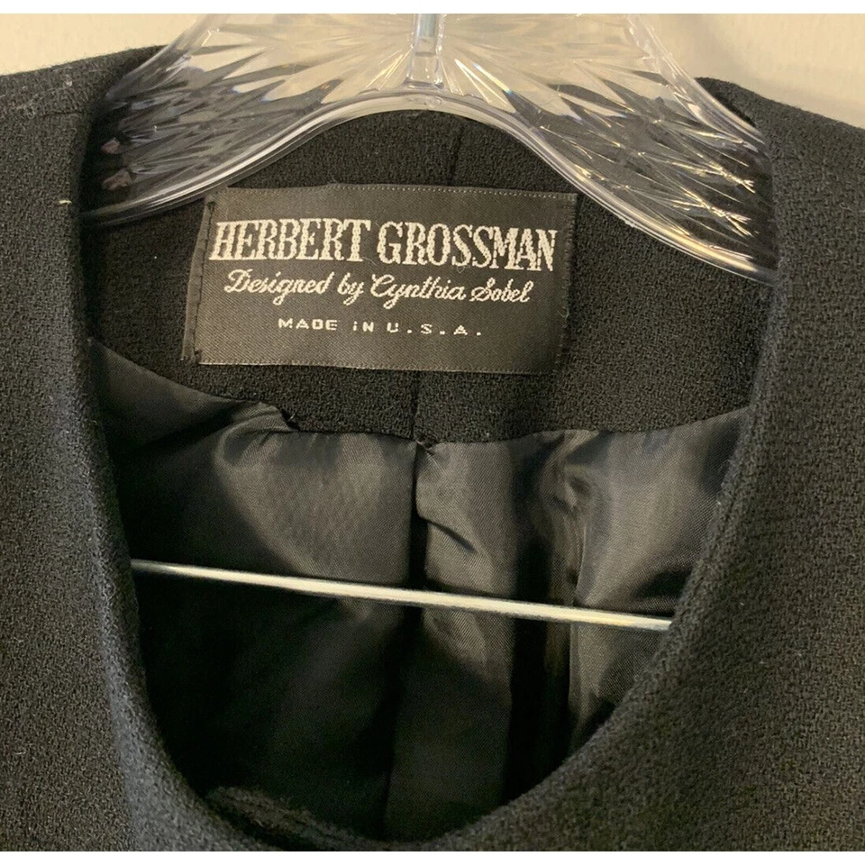 VTG Herbert Grossman Blazer Womens 12 RUNS SMALL (10) Wool Cropped Mod Retro - Image 3 of 4