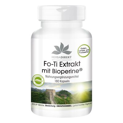 Fo-Ti Extrakt mit Bioperine  - 180 Kapseln für 6 Monate, vegan | herba direkt