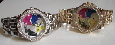 Men's Silver & Gold Finish Bling WORLD MAP Dial Fashion Dressy/Casual Watch