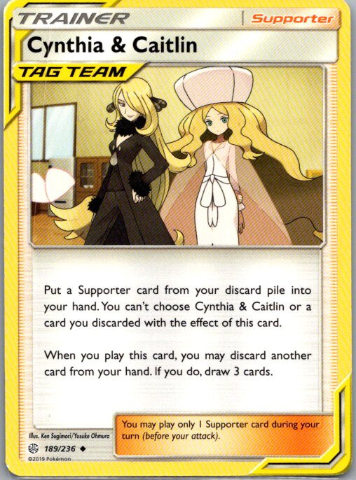 Cynthia & Caitlin 189/236 Sun & Moon Pokemon SM Cosmic Eclipse Regular NM