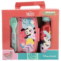 Disney Minnie Maus 4 Tlg Kinder Lunch Set Brotdose Alu-Trinkflasche Besteck