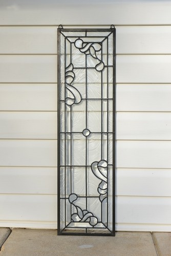 10" x 36" Handcrafted All Clear stained glass window panel Beveled glass panel - Picture 11 of 12