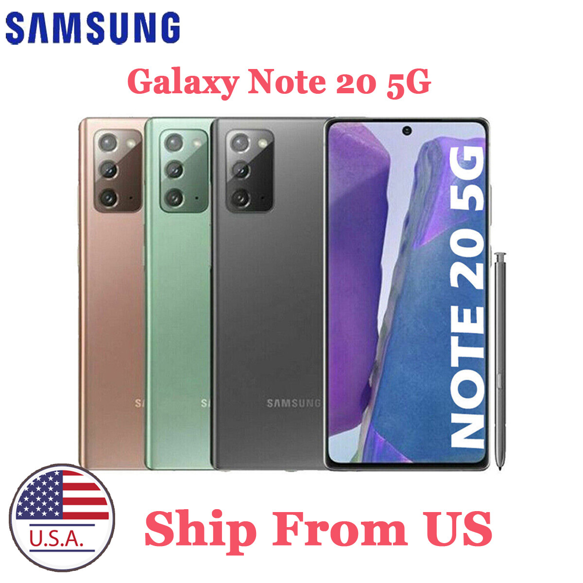New Samsung Note 20 5G N981U 128GB Unlocked AT&T T-Mobile Verizon