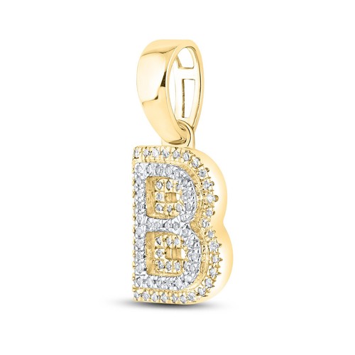 10k Real Yellow Gold Diamond Alphabet A-Z Initial Charm Pendent Men Women - Picture 18 of 144