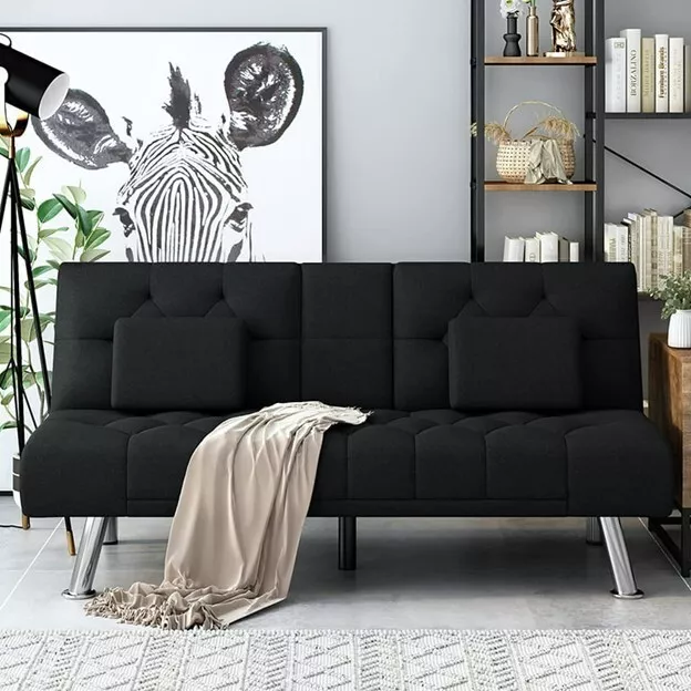 Homfa 66.3 Upholstered Sofa Bed Couch Convertible Futon Folding